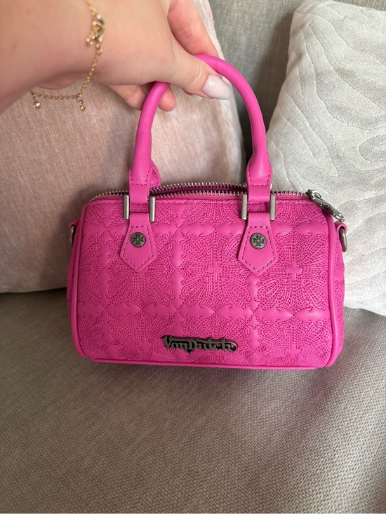 Von Dutch Handbags - Von Dutch Hot Pink Embossed Mini Satchel Bag